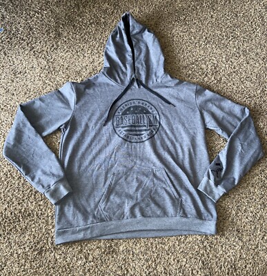 Baseballism Brand Graphic Hoodie Men s Size XXL Gray Baseball Flagman