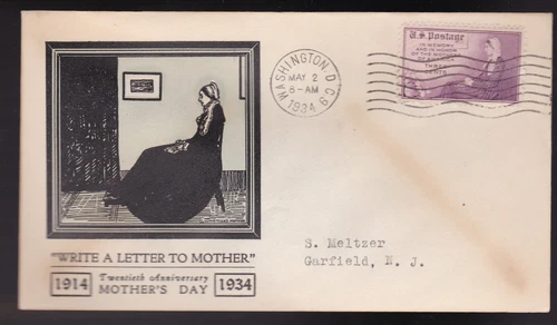 MOTHERS DAY #737 US FIRST DAY COVER 1934, LINPRINT CACHET FDC