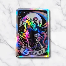 The Audacity Holographic Tarot Sticker – Funny Skeleton Sticker