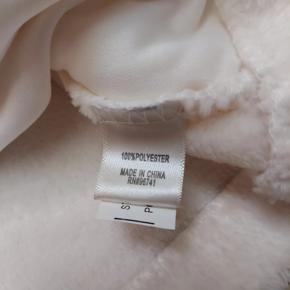 Sudadera con capucha borrosa Belle Du Jour Juniors (marfil, pequeña) súper suave de piel sintética cremallera completa Foto 3 de 4