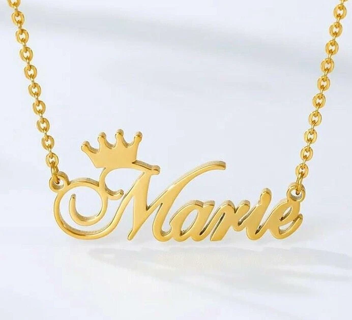 Personalized name necklace with crown deals