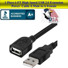 High Speed USB 2.0 Extension Cable A Male to A Female 6 FT PC, PHONE