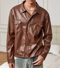 Manfinity Fever City Men's Flips Pocket Real Genuine Leather Jacket