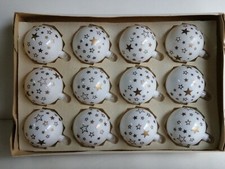 LOTTO 12 SFERE PALLINE BIANCHE CON STELLINE NATALE INDENA ANNI '80