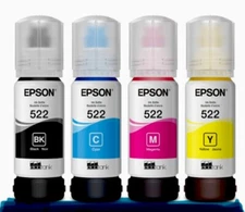 Epson 522 Ink 4 Pack Bottles 65ML *BRAND NEW * Black/Magenta/Cyan/Yellow