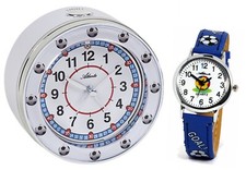 Kinder Wecker  Fußball ohne Ticken + Armbanduhr zur Einschulung - 1982/0F KAU