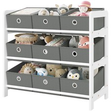 Childrens Toy Storage Shelf Kids Bookshelf Rack with 9 Removable Boxes Playroom
