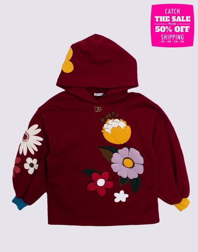 RRP €435 DOLCE & GABBANA Kids Pullover Hoodie Size 6Y / 113-119CM Coated Flowers