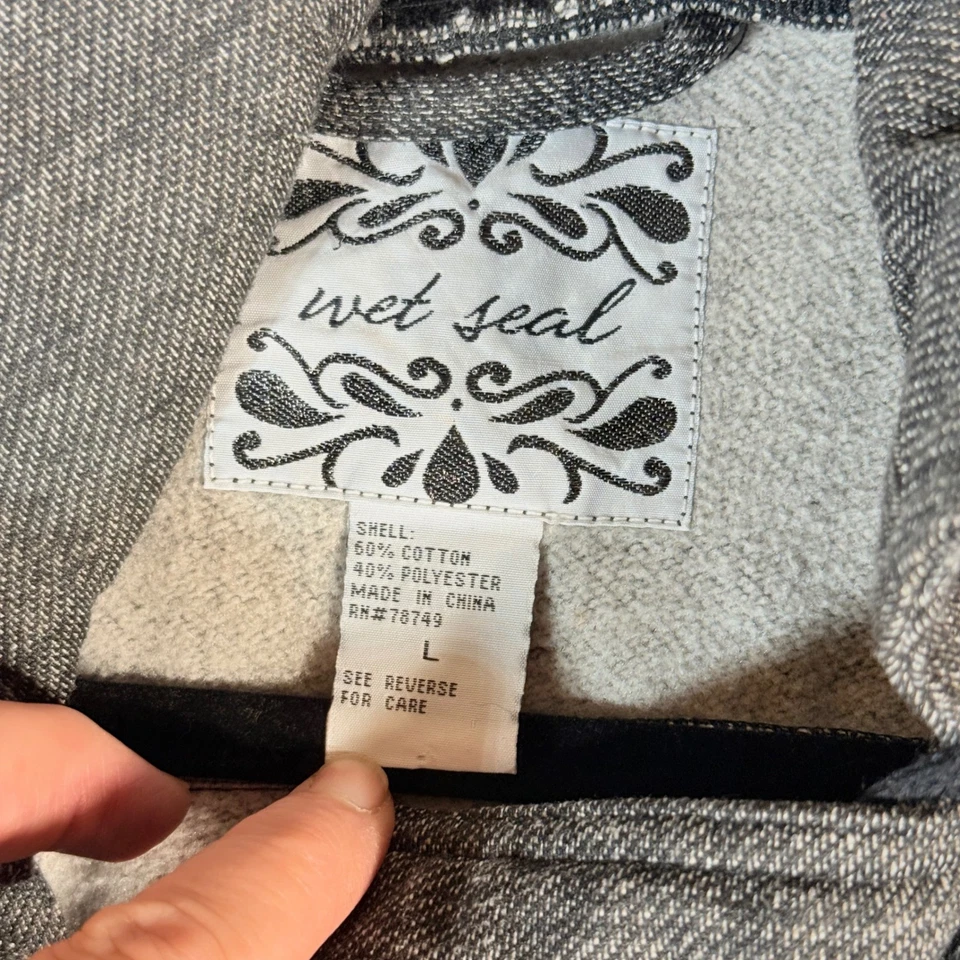 Chaqueta Abrigo Vintage Y2K Sello Húmedo Grande Gris Con Capucha Guisante Surfista Patinador Urbano Foto 4 de 4