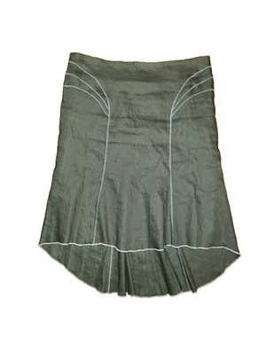 Bebe Womens  olive green high low linen blend Skirt size 6