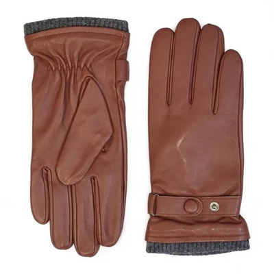 Homme Fauve Marron Cuir Italien Chaud Laine Doublure Hiver Conduite Casual Gants - Photo 1/4