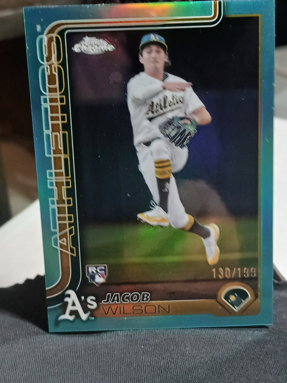 2025 topps chrome aqua refractor card # 96 JACOB WILSON 130/199