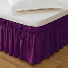 MEILA Wrap Around Bed Skirt Three Fabric Sides Elastic Dust Ruffled 16 Inch T...