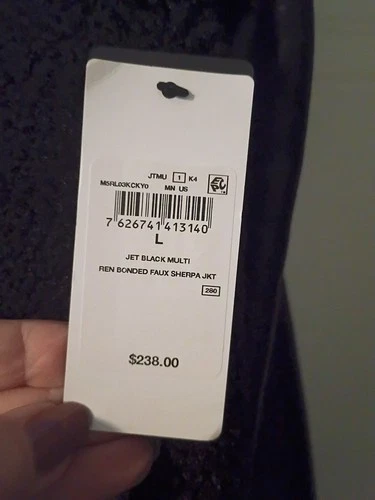 mens Guess black faux sherpa jacket L image 4