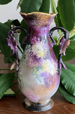 LIMOGES FRANCE ANTIQUES HAND PAINTED  CHRYSAN...