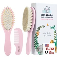 Baby Hair Brush Set for Newborns - Baby Brush and Comb Set - Ultra Soft Rosa