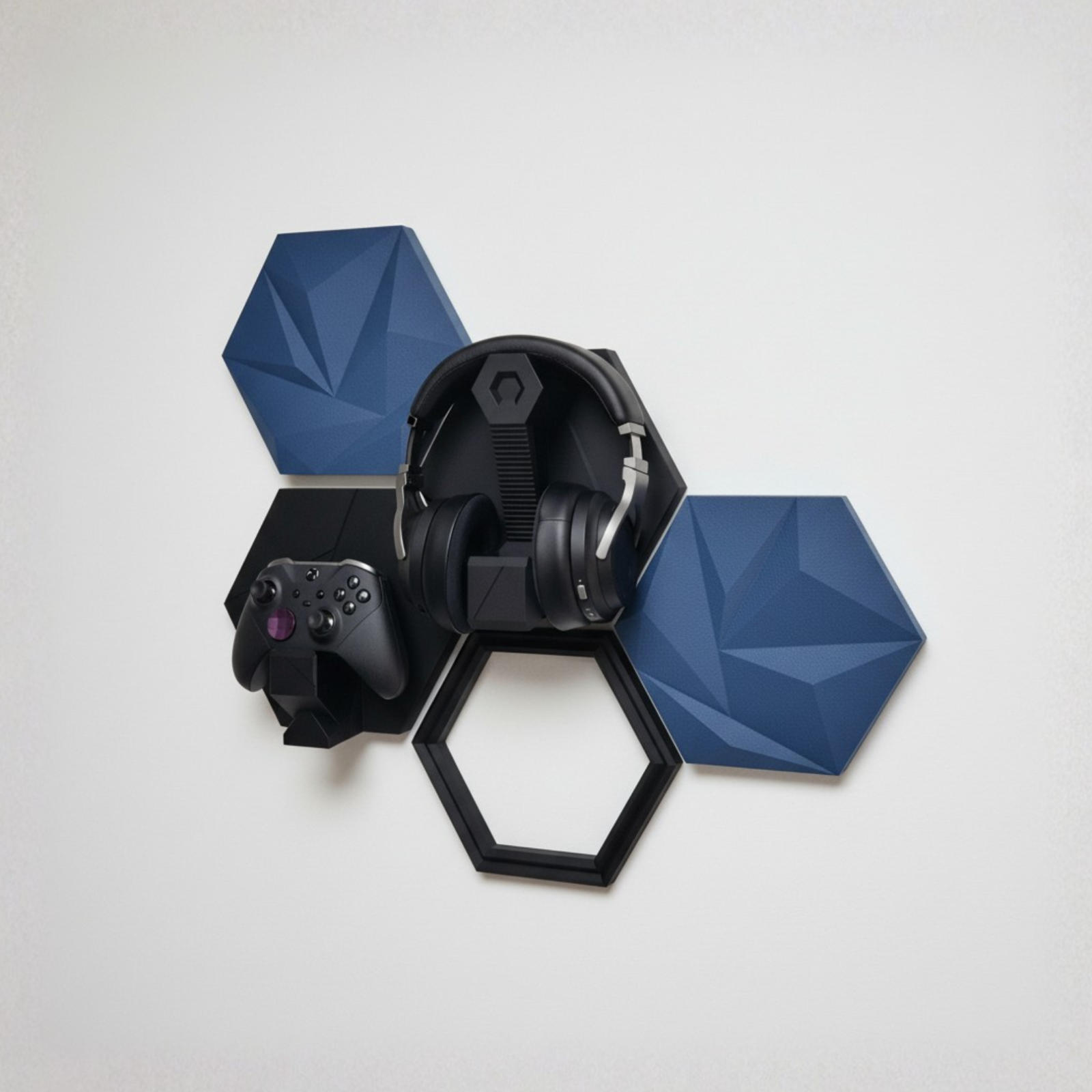 3D Wall Panels Self Adhesive Black Headset Controller Holder Stand ...