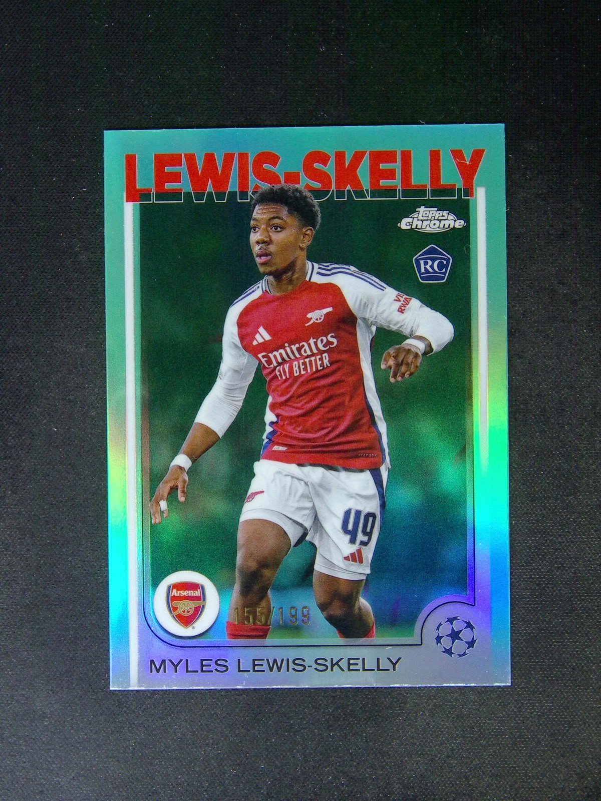 2024-25 Topps Chrome UEFA Myles Lewis-Skelly #154 RC Rookie Aqua Refractor /199
