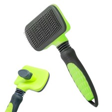 Gr&uuml;ne Yokopet Haustierb&uuml;rste Selbstreinigend Edelstahl 21cm f&uuml;r Hunde & Katzen