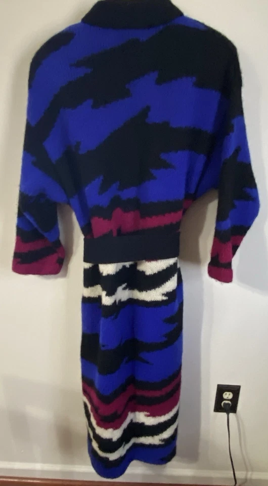 Vintage Retro 80’s IB Diffusion Wool Mohair Cardigan Duster Sweater Belt XL - Image 3 of 4