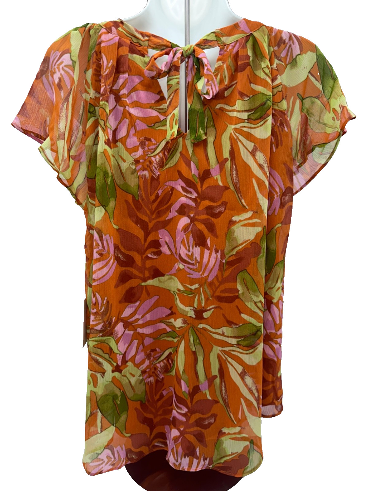 $35 LC Lauren Conrad Women’s Shirred Neck Shell Top-Spice Misty Jungle-Medium