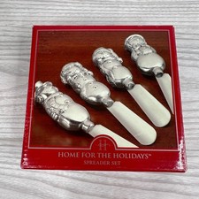 Home For The Holidays Cheese Pate Spreader Set Snowmen Stainless Steel Set of 4