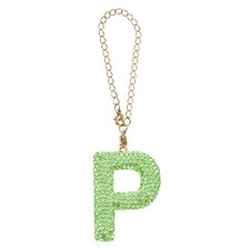 Letter Bag Charm Bling Glitter Letter Charm Initial, Green, P Shape