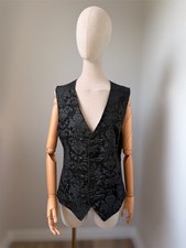 Punk Rave Mens Gothic Waistcoat Vest Black Brocade Damask Steampunk Y-452 Size 2
