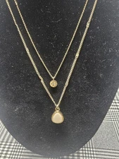 Women's Luna Norte Druzy Quartz Gold Necklace Set (2) Brand New