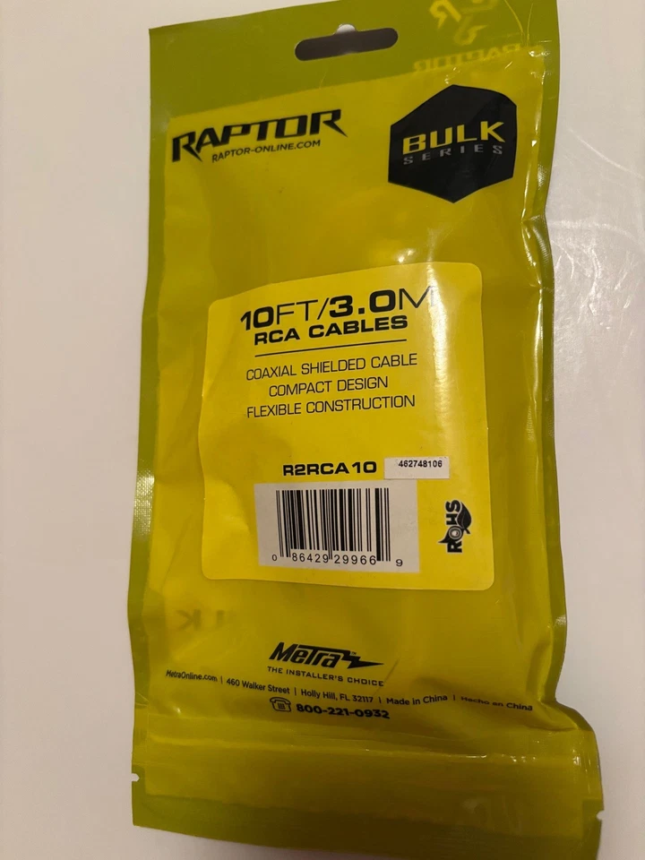 Raptor RCA Cables 10 Ft/3.0M - Image 2 of 2