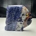 Natural Crystal Mineral Specimen.Nahcolite.Hand-carved FISH.Statue.GIFT.BN