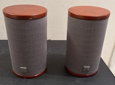 JVC SP-FSSD9 ROUND Cherry Wood BOOKSHELF SPEAKERS 9" Tall 20 Watt Each