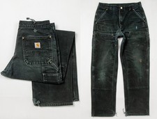 Vintage Carhartt USA Jeans Black Denim Distressed Carpenter Pants 32 x 31