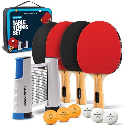 PRO-SPIN Portable Ping Pong Set with Retractable Ping Pong Net for Any Table,...