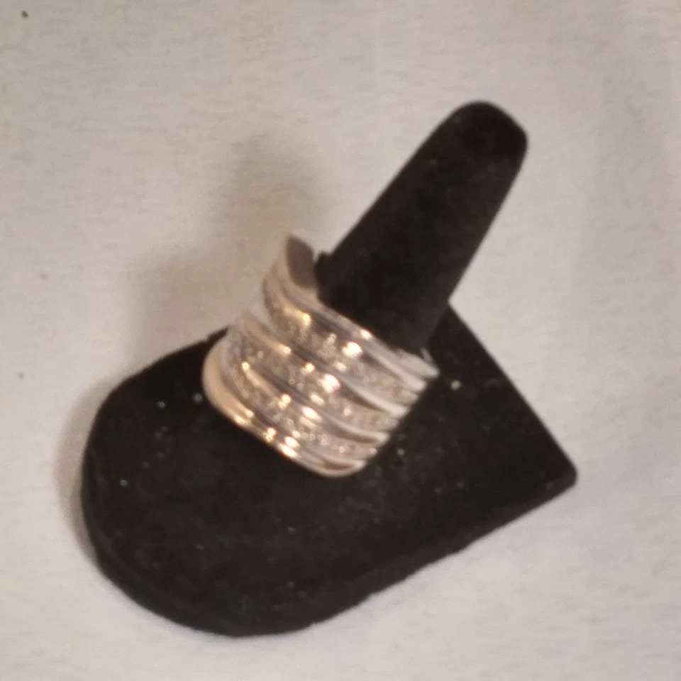 Lia Sophia “Revved Up” SilverTone Wide Band Wavy Ring Multi-Layered Size 6.5 - Image 3 of 4