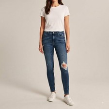 Abercrombie  Fitch Jeans Women 32 Dark Blue Distressed Signature Collection