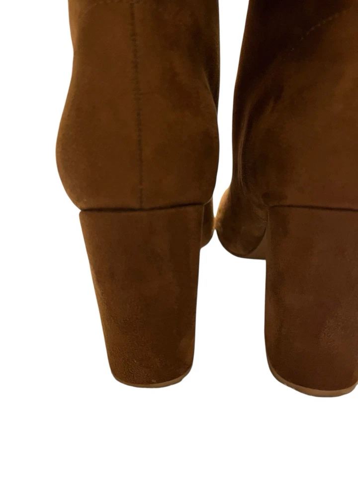 Bota de gamuza marrón para mujer Chinese Laundry talla 7,5 tacón bloque Foto 4 de 4