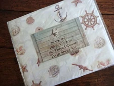 PANAMA JACK NAUTICAL Coastal BEACH TAN SHELLS Cotton TWIN SHEET SET