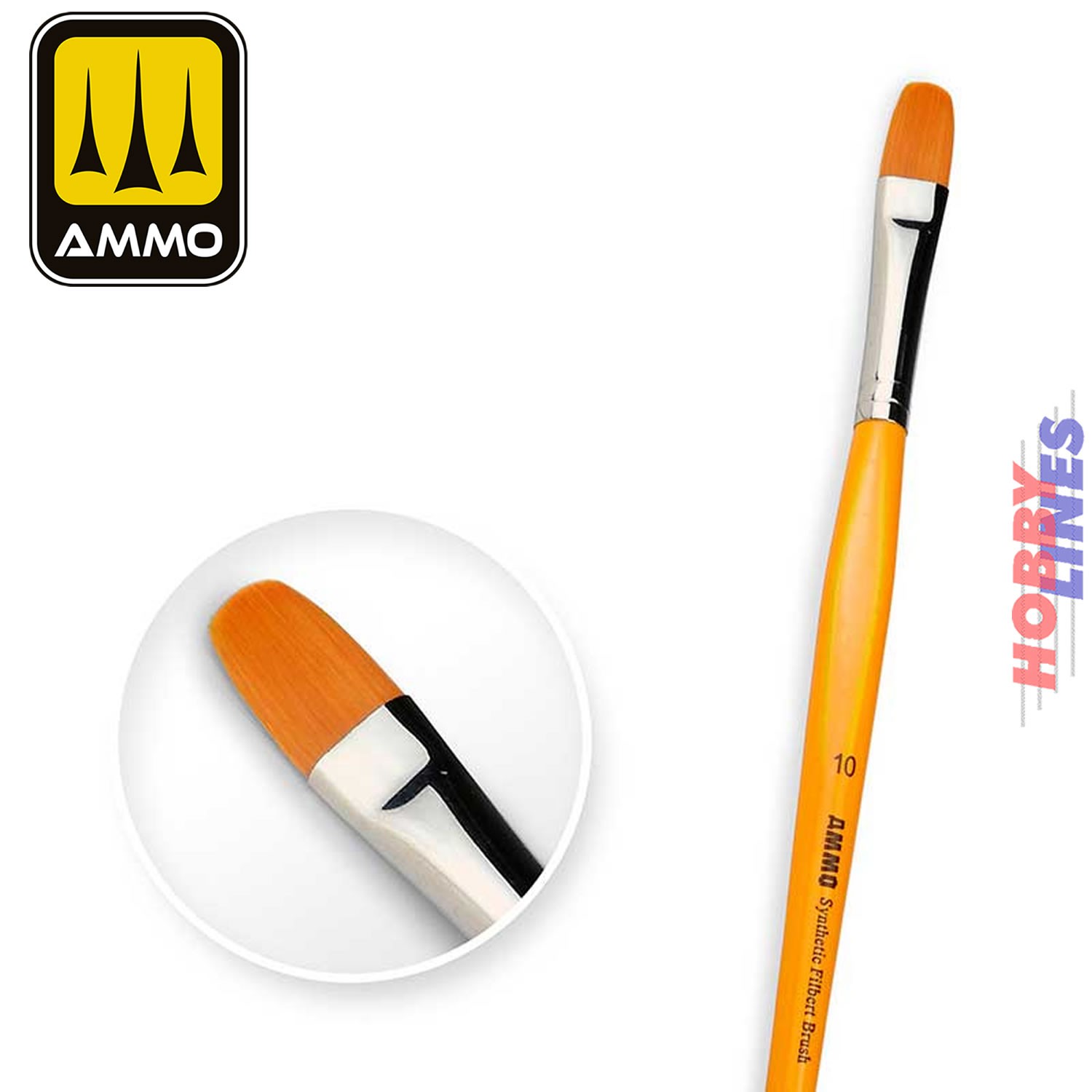 10 Filbert Brush with T-Handle quality synthetic fibre Ammo Mig Jimenez MIG8589