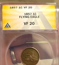 1857 Flying Eagle Small Cent 1C ANACS VF20 BN Business Strike KM#85