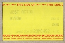 West Acton 10 - final UTS London Underground ticket - London W3 - Central Line