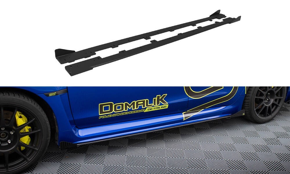 Rajouts de bas de caisse Maxton design bicolore noir-rouge pour Subaru WRX STI Mk1