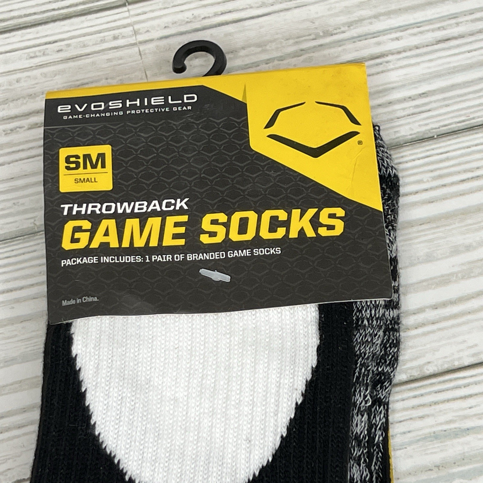 NEW EvoShield Throwback Game Socks Great For Baseball Softball Black White Small
