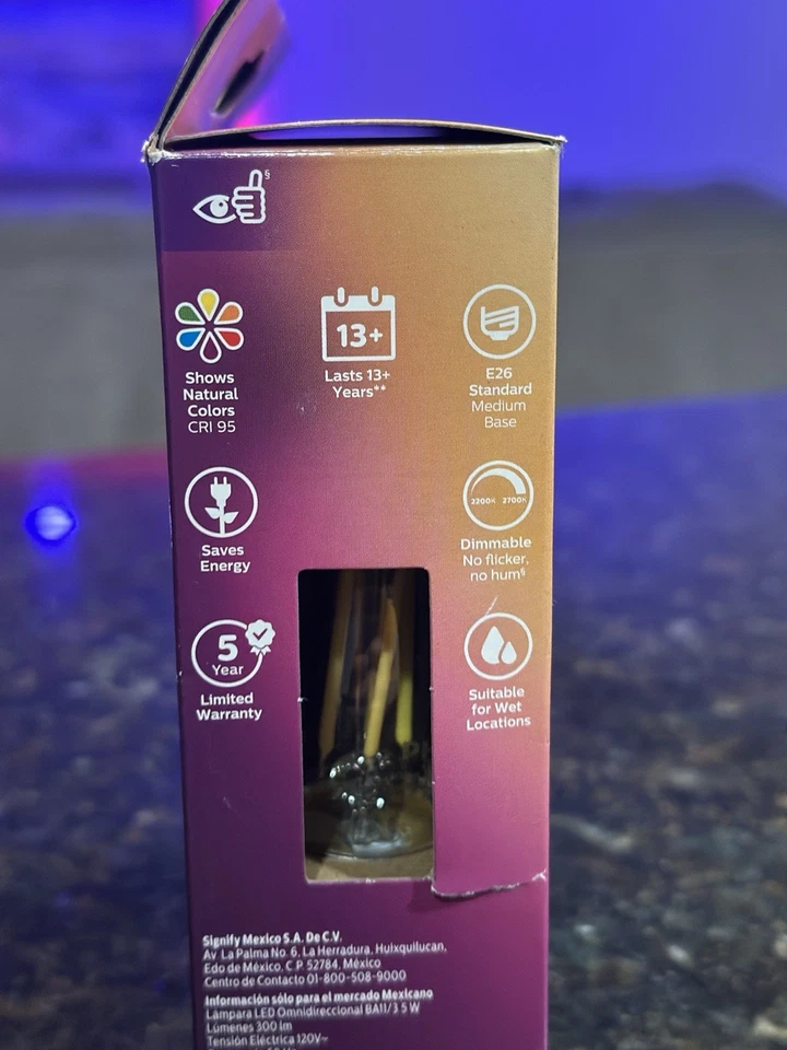 NEW 3-Pack Philips BA11 40W 300 Lumens Soft White Warm Glow Medium Base Bulbs - Image 4 of 4