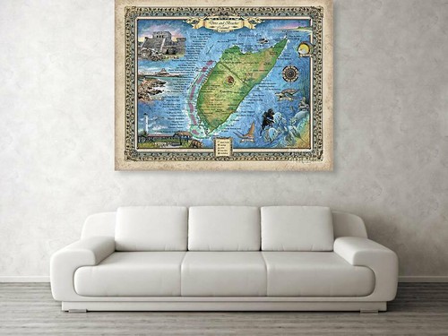 Póster de impresión artística de mapa de Cozumel arte vintage arte de pared para una gran decoración y regalo del hogar - Imagen 2 de 8