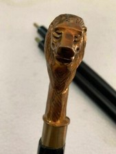 New Antique Brass Lion Head Handle Designer Handmade Wooden Walking Stick Cane