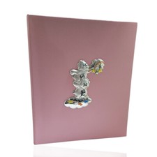 Album foto-diario 20x25 nascita battesimo pelle rosa orsetti su nuvole argento