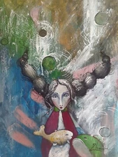 ORIGINAL ACRYLIC PAINTING CONTEMPORARY fine ART Surreal ABSTRACT FANTASY FIGURE