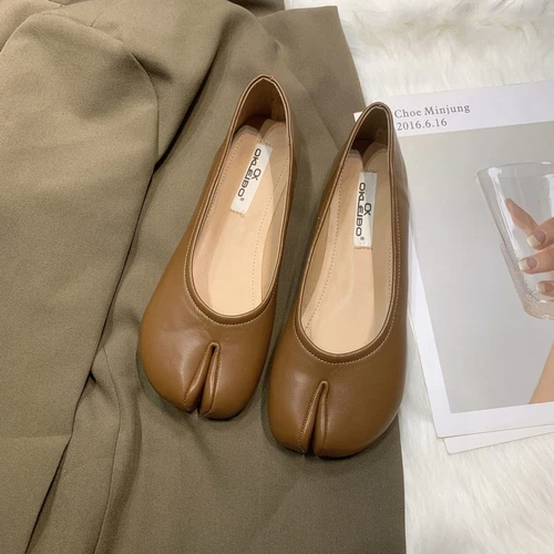 Flache elegante Tabi Damenschuhe flache bequeme weibliche Halbschuhe mit geteilter Zehenpartie - Bild 12 von 18
