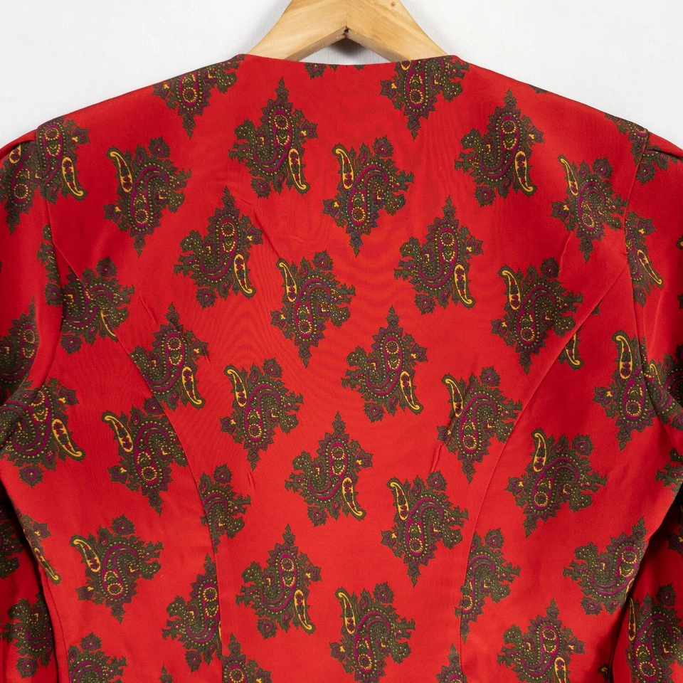 Vtg Donna Morgan for Non Stop Blazer Jacket Womens 8 Red Paisley Button Up - Image 4 of 4